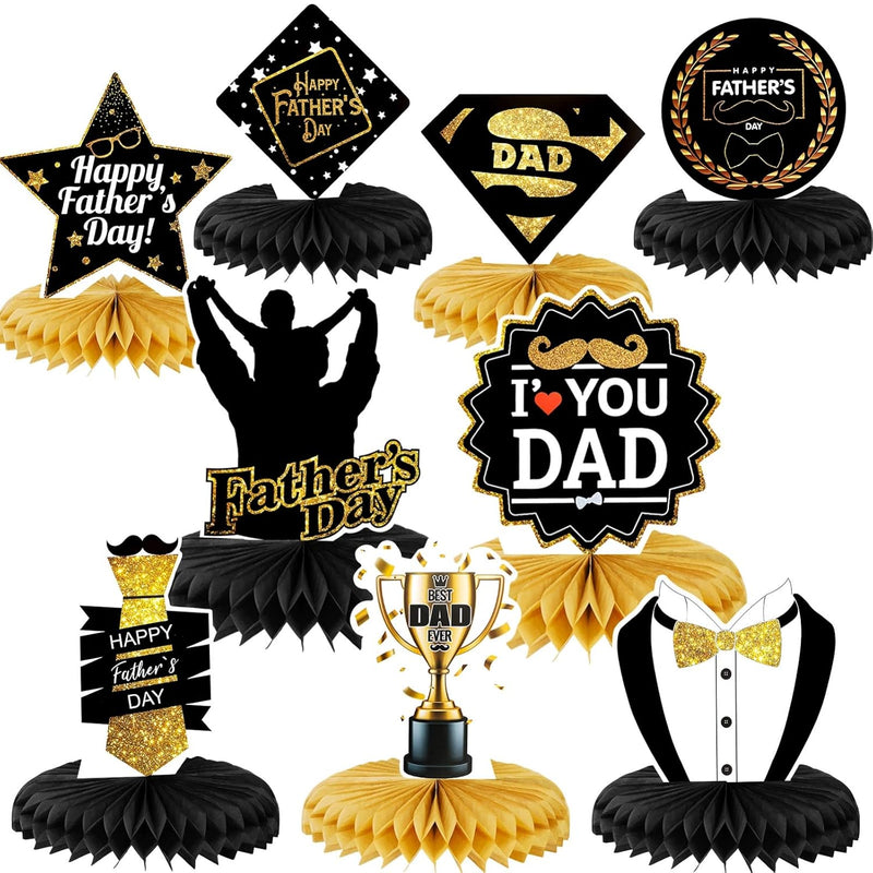 9 Pieces Father'S Day Decorations Honeycomb Centerpieces Happy Father'