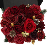 Artificial Flowers Combo Box, Silk Rose Flower Mix With Wire Stem, Diy Wedding Bouquet Centerpiece Party Home Décor For Vase Arrangement, Modular Floral System, Burgundy Red
