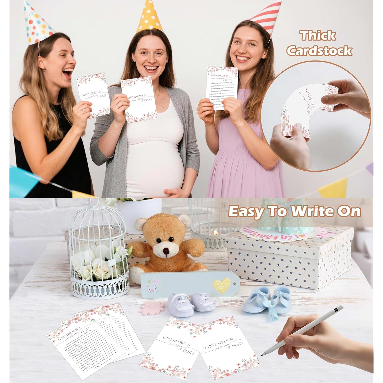 Wildflower Baby Shower Games, Floral Who Knows Mommy Best Game For 30 Guests With Game Cards, Gender Reveal, Baby Shower Supplies & Decorations (Dv30)