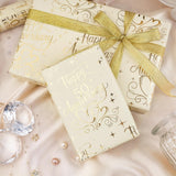 Happy 50Th Anniversary Wrapping Paper Roll, Gold Foil 50Th Anniversary & Hearts, Golden Wedding Anniversary Party Favors For Couple, Parents, Mini Roll, 17 Inches X 16.4 Feet