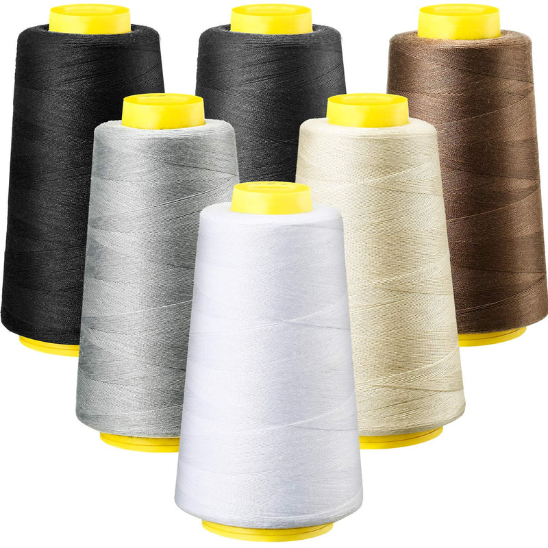 6 Rolls 3000 Yard (Each) Sewing Thread Serger Sewing Machine Thread Po