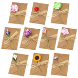 50Pcs Brown Gift Card Envelopes With Dried Flowers- 4.2" X 2.9" Mini Envelops With Heart Clasp For Women, Wedding,Birthday, Baby Showers, Invitation Wish Card, Graduation
