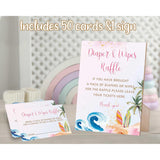 Baby Shower Sign, Pink Surf Beach Diaper And Wipes Raffle Sign For Baby Shower Diaper Game, Baby Shower Decorations, Gender Reveal Games For Baby Shower, 1 Wood Sign And 50 Diaper Raffle Cards,3