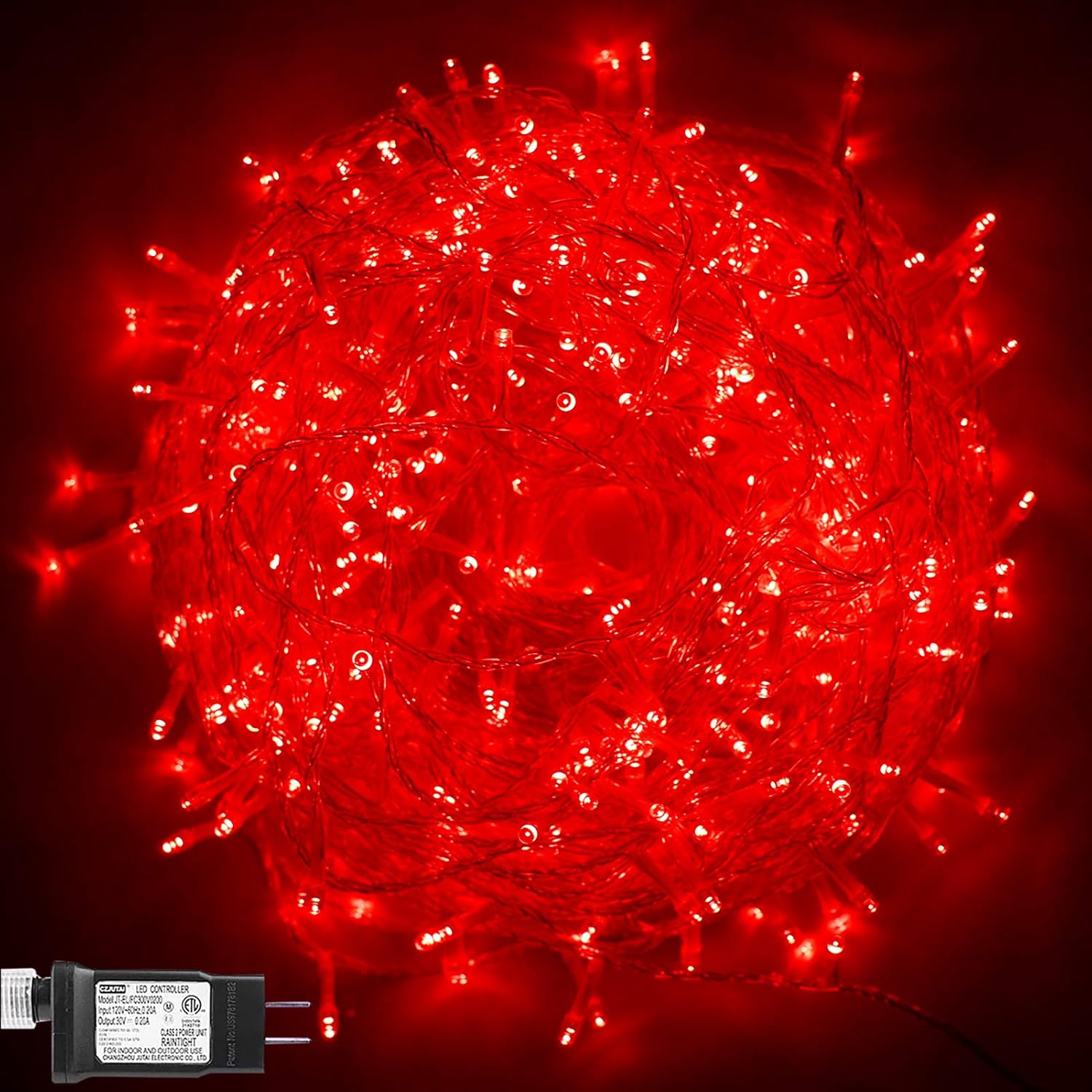 500 Led Christmas Light Red, Indoor String Light Plug In Twinkling Hanging Tree Lights Fairy Light For Party, Bar, Bedro