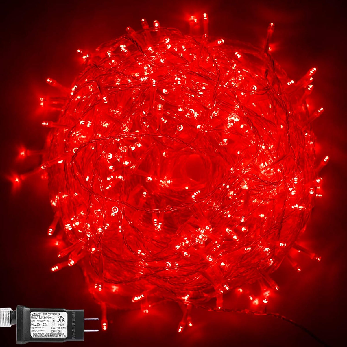 500 Led Christmas Light Red, Indoor String Light Plug In Twinkling Hanging Tree Lights Fairy Light For Party, Bar, Bedro