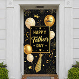 Happy Father's Day Door Cover Black and Gold Fathers Day Door Banner with Mustache Balloon Striped Tie Confetti Best Dad Ever Porch Sign for Home Party Decorations Father's Day Celebration Gift for Dad 70.8 x 35.4 Inch