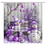 Christmas Snowman Shower Curtain Winter Holiday Cute Snowman Pine Tree Xmas Ball Funny Nature Rustic Merry Christmas Fabric Bathroom Decor Curtain With Hooks,70Wx70H Inches