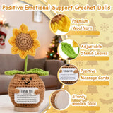 2 Pcs Handmade Positive Sunflower Crochet Artificial Flowers Decorations Sunflower Gift For Women Men Mom Graduation Teacher Appreciation Birthday (Nftd/Tmt)