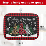 Absorbent Dish Drying Mat, Merry Christmas Microfiber Pad For Kitchen Counter, Winter Red Plad Tree For Coffee Bar Decor, Heat Resistant And Reversible, 18" X 24"