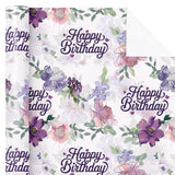 Birthday Wrapping Paper Roll - Mini Roll - 17 Inch X 16.5 Feet - Happy Birthday With Purple Flower Wrapping Paper For Girls Women, Baby Shower, Wedding