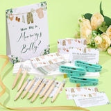 64 Pcs Sage Green Baby Shower Games Include How Big Is Mommy'S Belly Sign Measure Bump Game 50 Guessing Cards 10 Pencils 3 Measuring Tapes For Baby Shower Gender Reveal Party Supplies