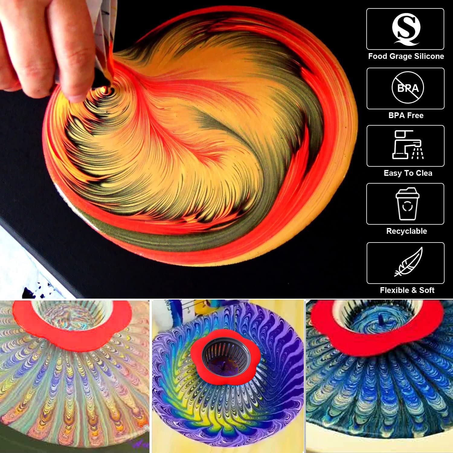 6Pcs Acrylic Pouring Strainers, Paint Pouring Cups, Plastic Flower Strainers Silicone Pouring Drain Basket For Diy Pouring Acrylic Paint And Creating Unique Patterns Art Drawing