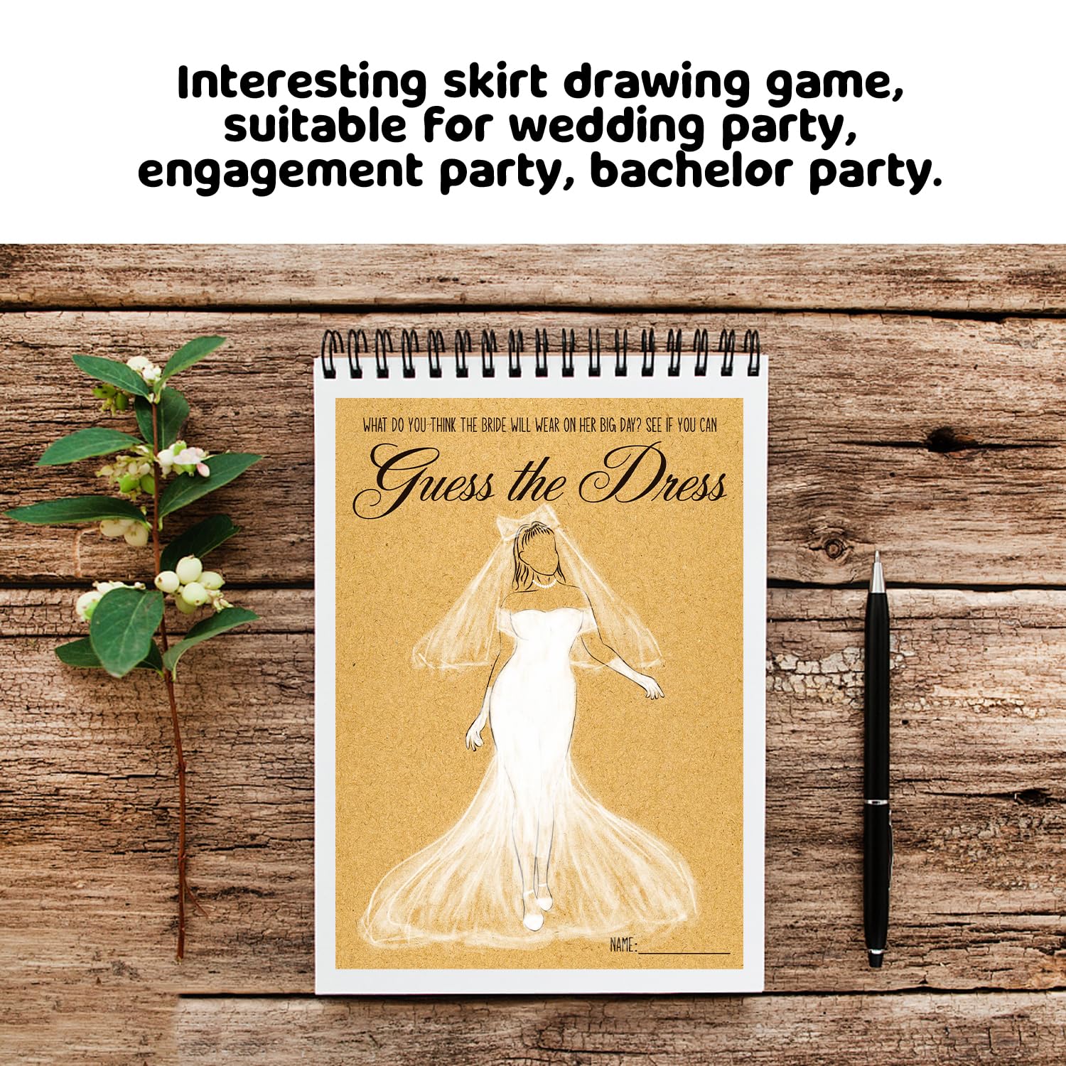 Bridal Shower Games Card, Guess The Dress Bridal Shower Games, Unique Bridal Shower Game, Bridal Shower Party Supplies, Wedding Party Favors, 5 X 7 Inch, 30 Pack (Brown Kraft Paper-04)