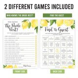 20 Lemon Bridal Shower Games-Couples Wedding Shower Games, Bingo Game, Who Knows The Bride Best Game