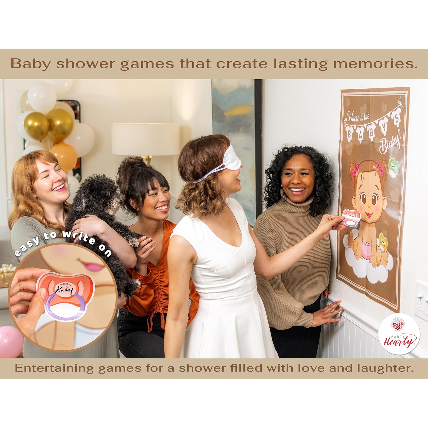 Funny Baby Shower Games For Girl, Pin The Pacifier On The Baby Game, Where Is The Baby’S Binky, Pin The Dummy