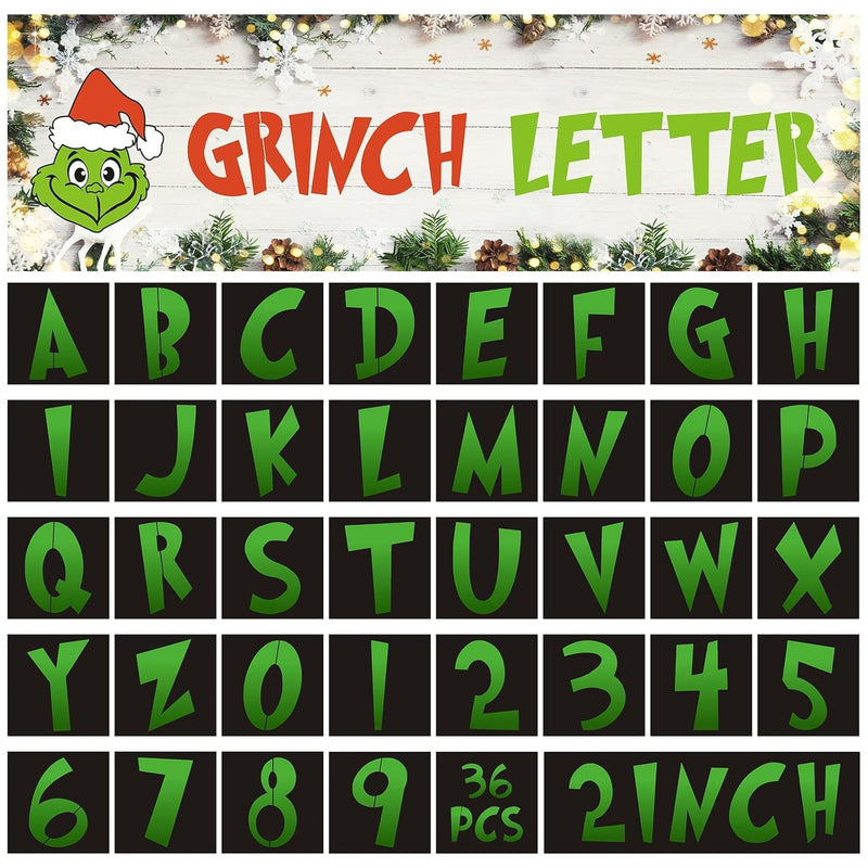 36 Pieces Christmas Grinch Letter Stencils Reusable Grinch Letter Number Stenc