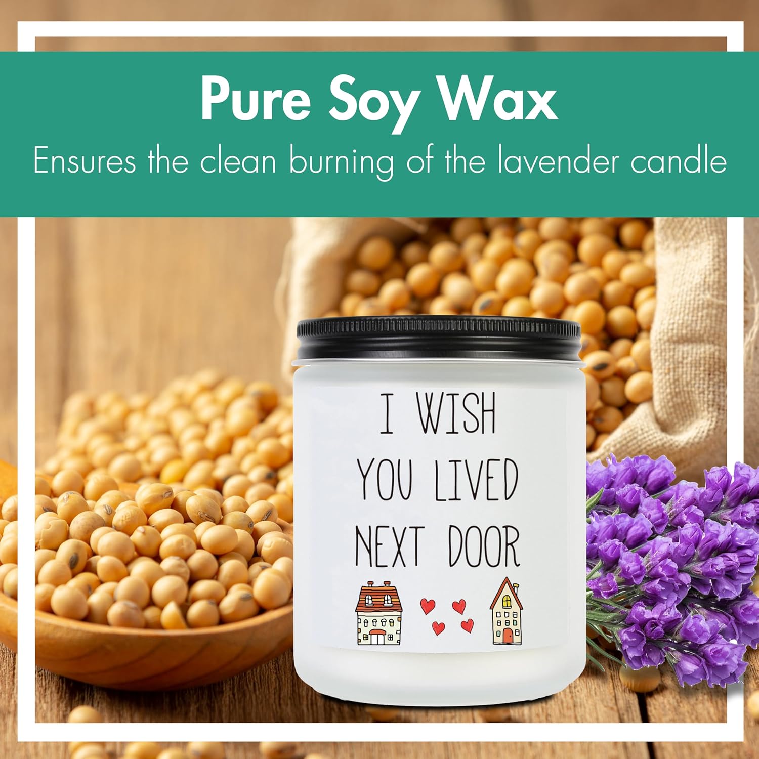 Gifts For Women, Best Friends Housewarming Birthday Gifts, Wish You Lived Next Door Gift For Sisters, Besties, Unique Friendship Present For Women, Funny Lavender Candles For Her Valentines Day