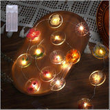 Led Indoor String Lights Baterry Powered 15 Leds String Lights With 14 Dried Flower Discs Fairy Lights For Christmas Bed