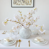 3Pcs Artificial White Cherry Blossom Branches 40" Fake Silk Cherry Blossoms Flowers With Long Stem For Wedding Decorations Table Centerpieces Vase Arrangement Home Decor (White)