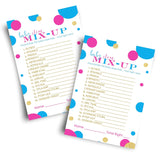 Baby Shower Games - Word Scramble For Boys Or Girls - Gender Reveal Activity Cards - Pink And Blue Theme - 25 Pack, 4X6 Size