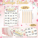 50 Pcs Find The Guest Game Bingo Cards With 20 Pcs Pencils Bridal Shower Wedding Bingo Game Pink Flower Tea Party Activity Favor Supply For Engagement Birthday Baby Shower Bachelorette, 5"X7"