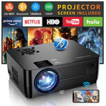 1080P Projector with 5G WiFi, Bluetooth, 18000LM, 4K, 300" Screen Included