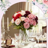 8 Bunches 72 Heads Artificial Roses Bulk With Long Stems & Leaves Mixed Pink Red Silk Rose In Bulk For Decoration Diy Wedding Arrangement Bridal Bouquets Centerpieces Valentines Home Decor