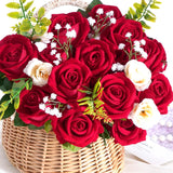 50 Pcs Red Roses Artificial Flowers, Real Touch Velvet Roses Bouquet Fake Flowers Bulk, Artificial Roses With Long Stems For Valentines Day Gift Diy Bridal Wedding Centerpiece Decorations