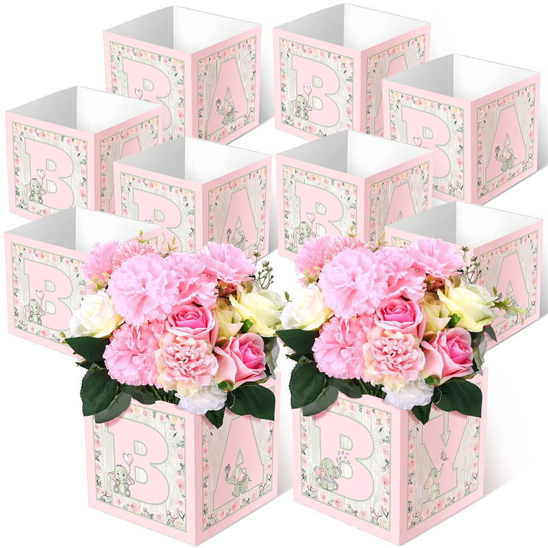 10 Pieces Baby Shower Decorations Baby Flower Boxes Elephant Floral Ba