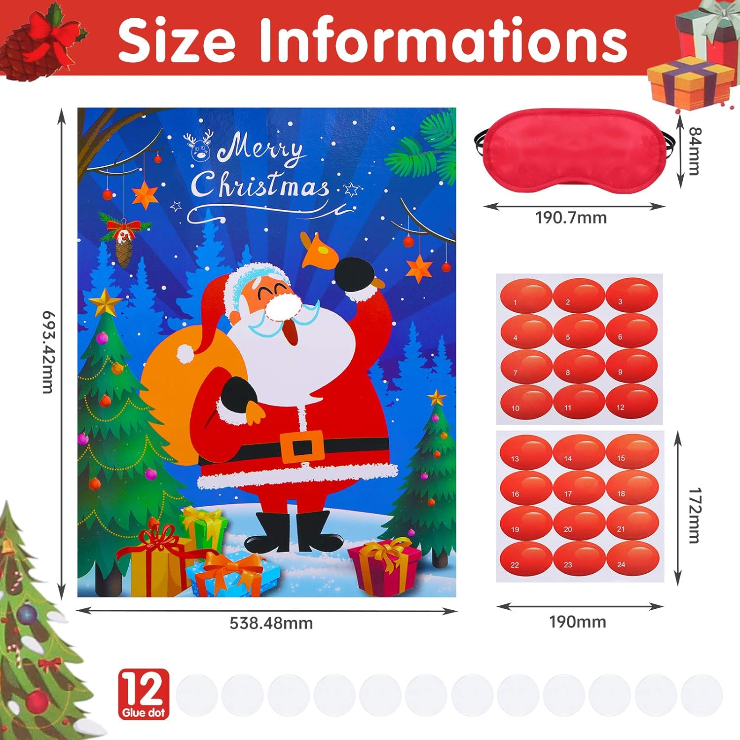 Christmas Party Games Pin The Nose Game On Santa Claus Fun Xmas Blindfold Party Games For Family Friends Christmas Party Favors Supplies