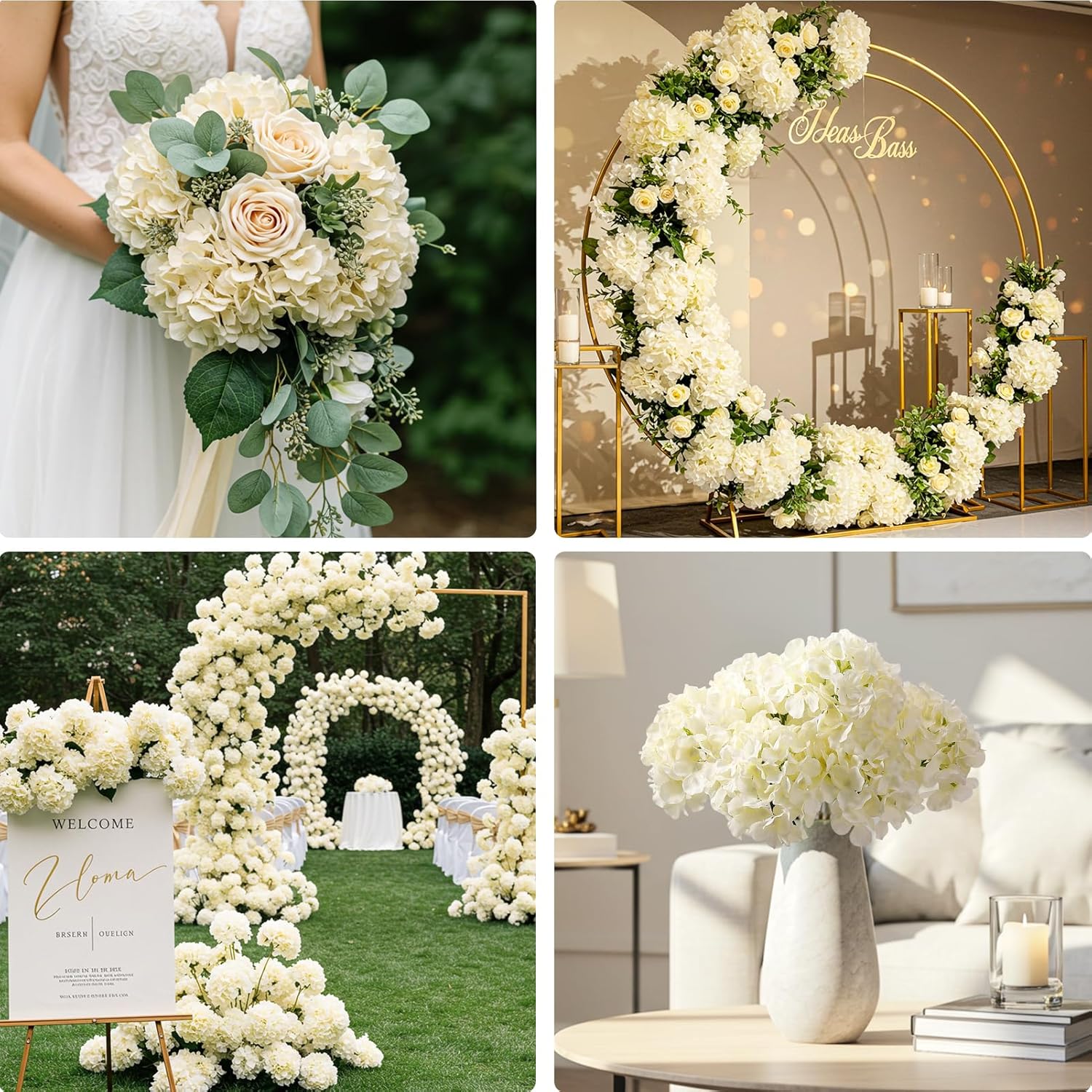 404Pcs Hydrangea Artificial Flowers, Silk Artificial Flowers Heads With Stems, Champagne Lifelike Faux Flowers For Wedding Centerpieces, Arch And Background, Party, Home, Baby Shower Decor