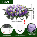 Headstone Flower Saddle,Large Artificial Cemetery Flowers For Grave Artificial Roses Daisy Saddle For Cemetery Headstone (Purple)