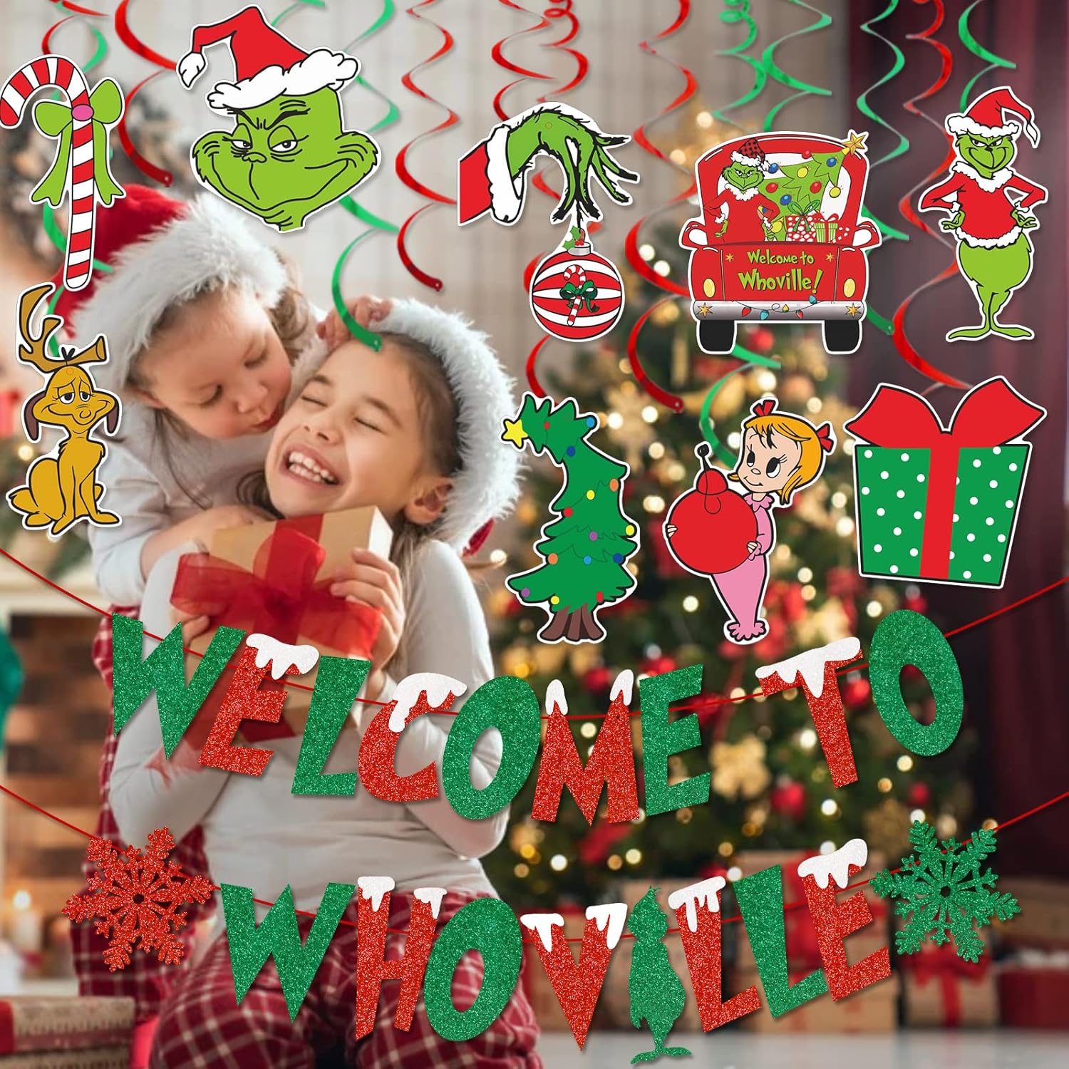 Welcome To Whoville Banner - Christmas Decorations In Green For Party Supplies