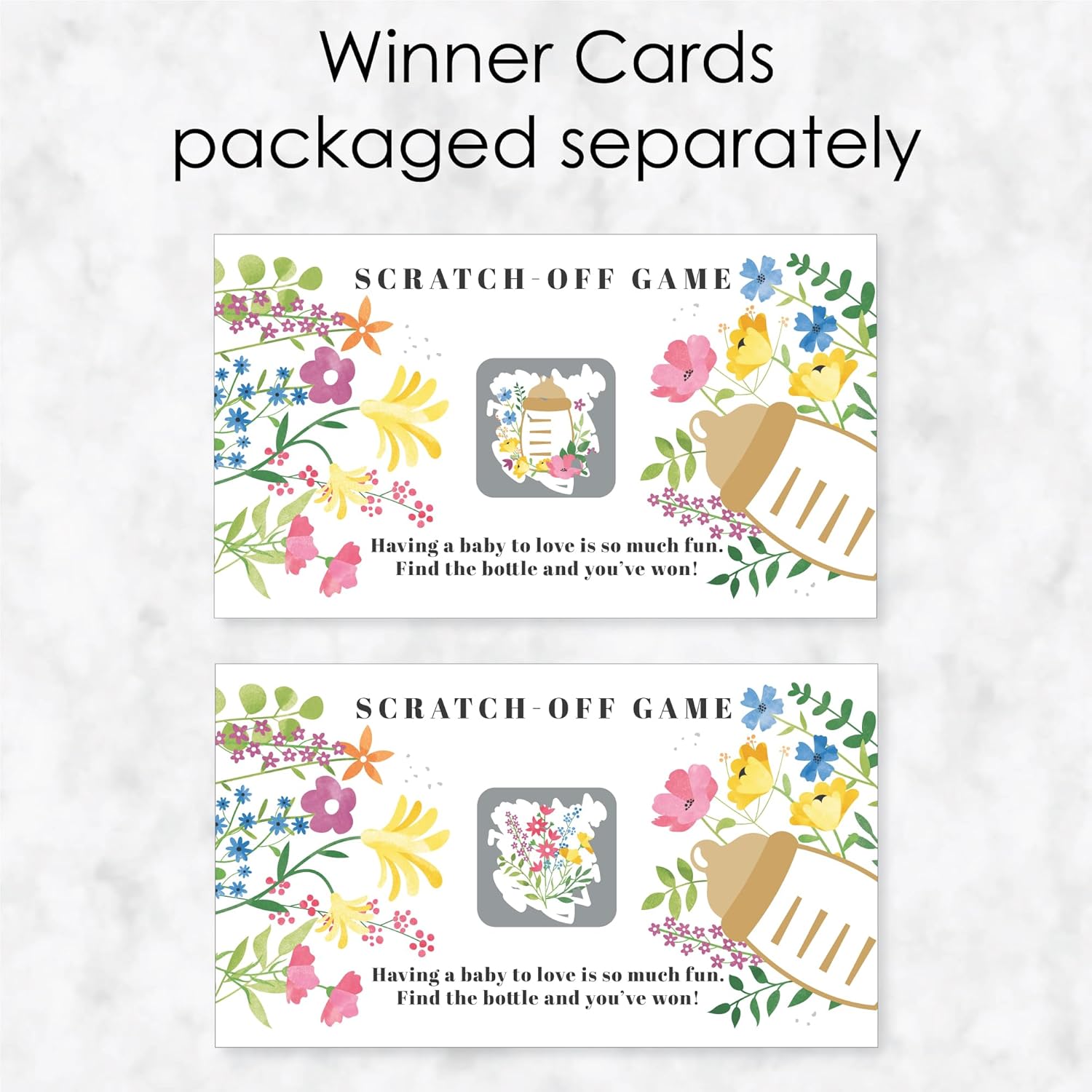 Big Dot of Happiness Wildflowers Baby - Boho Floral Baby Shower Game Scratch Off Cards - 22 Count