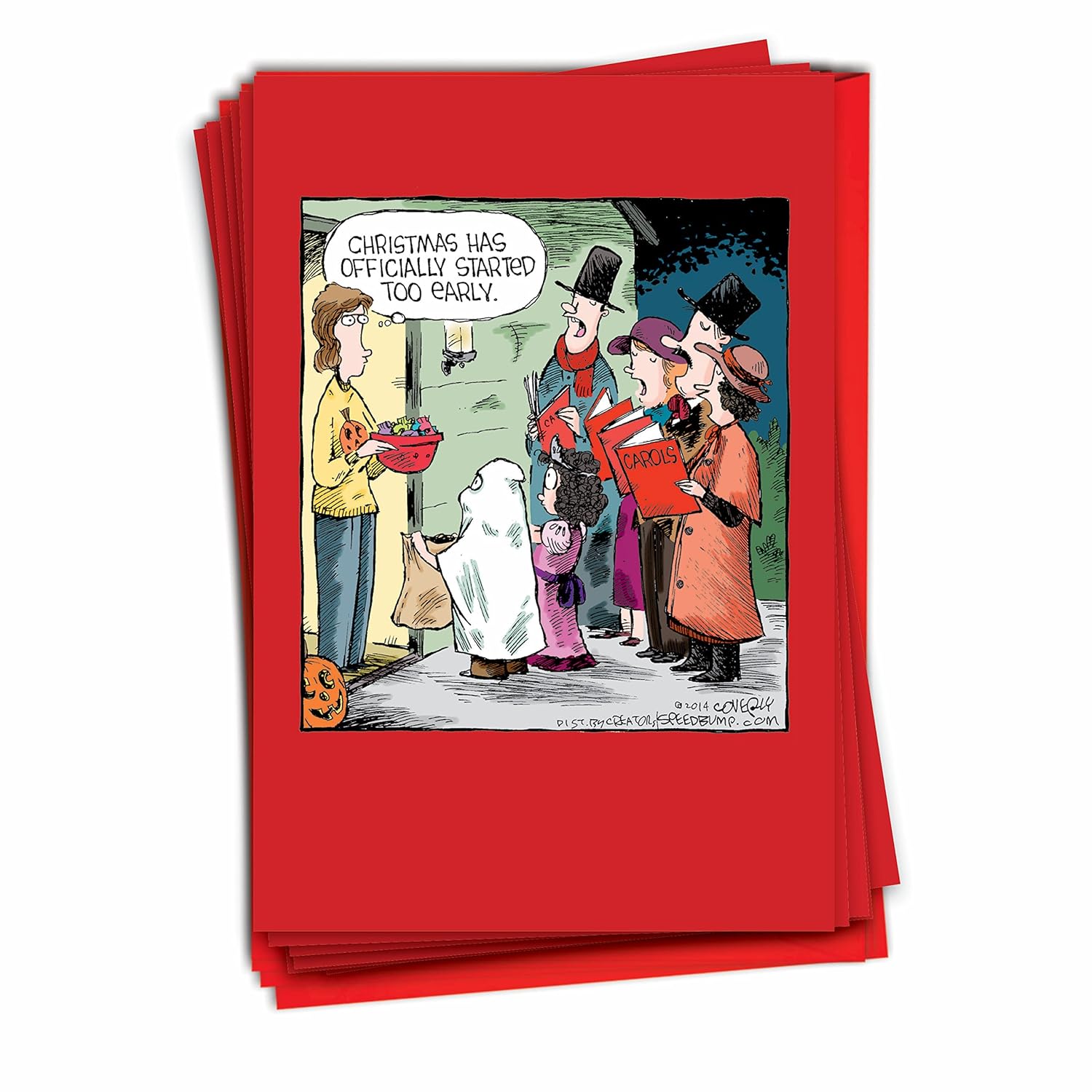 Pack Of 12 Funny Christmas Greeting Cards With Envelopes, Humor Holiday For Men And Women (1 Design, 12 Cards) - Halloween Carolers B2528Xsg