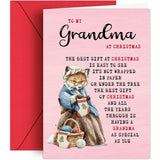 Christmas Card For Grandma - 5" X 7" Unique Grandma Christmas Card With Envelopes, Xmas Cards For Grandmother, Merry Xmas Gifts For Nana Mimi Gigi Abuela Mamaw From Grandson Granddaughter