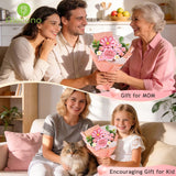 Crochet Flower Bouquet, Knitted Flowers, Pink Handmade Bouquet Of Flowers For Lover Anniversary Birthday Party Valentine'S Day Mother'S Day Graduation Gifts (Include Card)