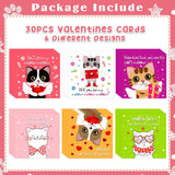 30Pcs Valentine'S Day Cards For Kids Classroom - Cat Valentine Exchange Cards Valentine'S Day Gifts Card With Envelope For Kids Boys Girls Toddlers Classroom School Party Favors Gift Exchange