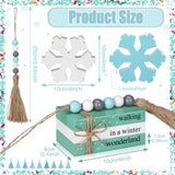 5 Pcs Winter Decor For Home Office Snowflake Wood Sign Blue White Snowflake Table Centerpiece Faux Books Bundle With Twine Beads String For Winter Decorations Wonderland Tiered Tray Decor