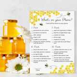 Bee Baby Shower Games — What'S On Your Phone Baby Shower Game — Pack Of 25 — Mommy To Bee Bumble Bee Theme Neutral Yellow Coed Shower Activity, Gender Reveal, Honeybee Bumblebee Mom To-Bee G620-Phn