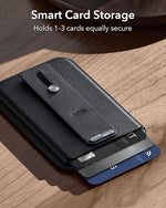 Magnetic Wallet, Vegan Leather 3-Card Holder with Finger Loop for iPhone 15/14/13/12, Black