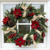 8Pcs Artificial Flowers Bouquet Christmas Floral Poinsettia Pine Cones Red Berry Picks Stems Holly Holiday For Xmas Tree Party Decoration Diy Indoor Table Centerpieces