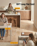 Surge Protector Power Strip 4 Outlets 4 USB Ports 2 USB C 10FT Flat Extension Cord White