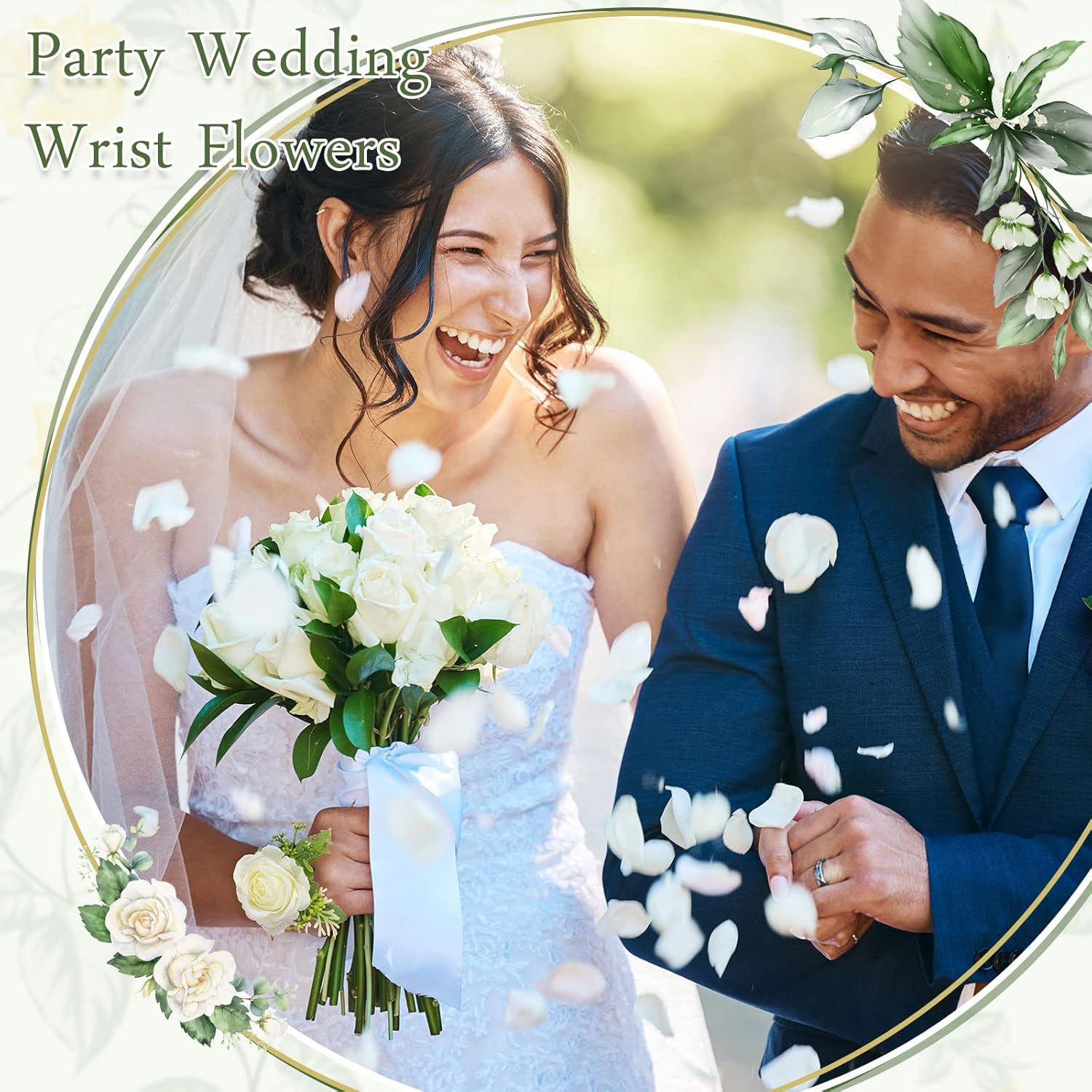 Wedding Rose Wrist Corsage Wristlet Band For Bridal Bridesmaid Women Flowers Bracelets Decor Wedding Artificial Flowers For Party Prom Homecoming(White,24 Pcs)