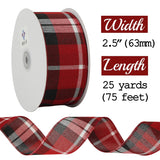 Red And Black Wired Ribbon 2.5 Inch Red And Black Buffalo Check Ribbon Christmas Plaid Ribbon 25 Yards Black And Red Buffalo Plaid Ribbon For Christmas Tree, Garland, Wreath Bow