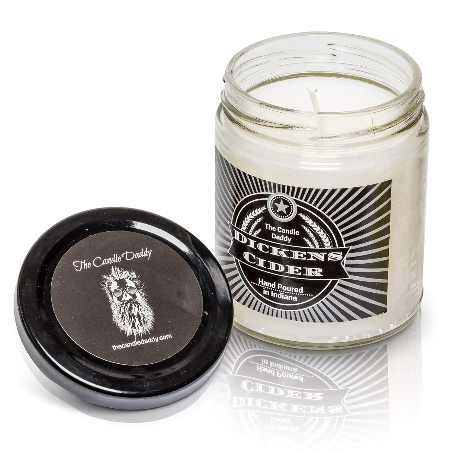 Dickens Cider- Funny Apple Bourbon Cider Scented Jar Candle Fall- 6 Ounce- 40 Hour Burn