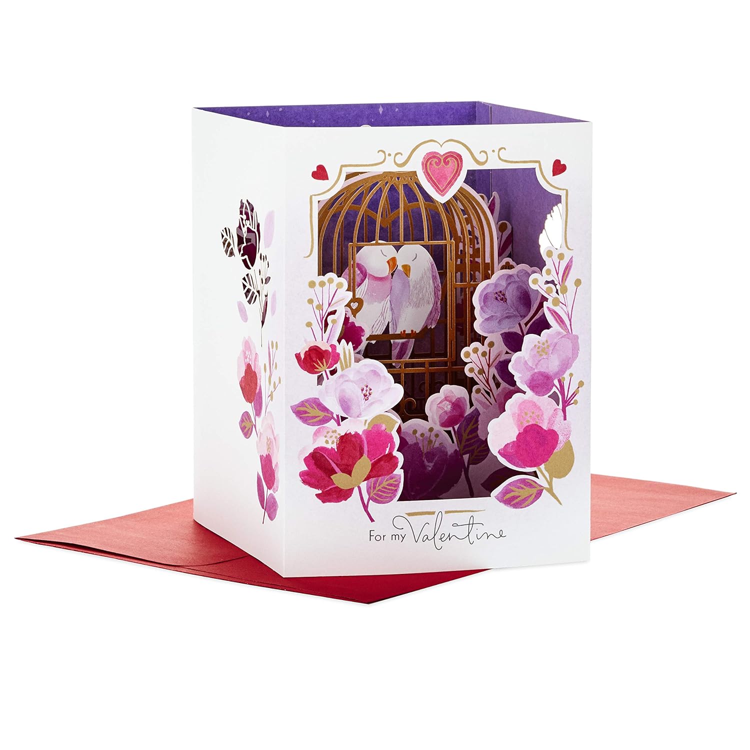 Hallmark Paper Wonder Displayable Pop Up Valentines Day Card for Husband, Wife, Boyfriend, Girlfriend (Love Birds Valentine) Pop, Up Love Birds
