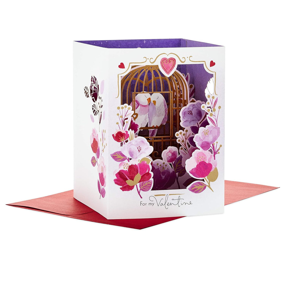 Hallmark Paper Wonder Displayable Pop Up Valentines Day Card for Husband, Wife, Boyfriend, Girlfriend (Love Birds Valentine) Pop, Up Love Birds