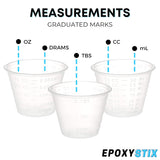 [400 Pack - 1Oz] Epoxy Resin Mixing/Medicine Cups With 100 Bonus Mixing Sticks For Mixing Paint, Stain, Epoxy, And Resin - 1 Ounce (30Ml) Graduated Plastic Cups (4 Sleeves) -