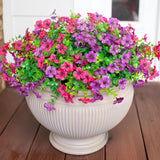 Artificial Flowers For Outdoor Indoor Garden Home Decoration, Faux Flower Daisy With Eucalyptus Leaves Fake Plants Greenery Boxwood Porch Patio, 12 Bundles (Purple Pink)
